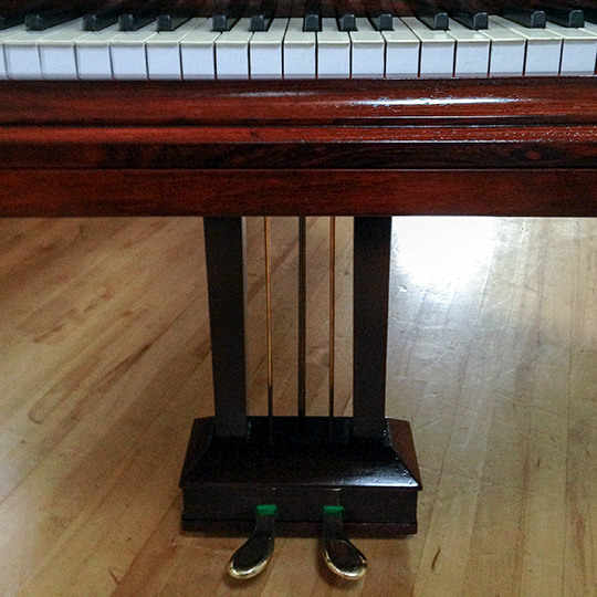 Bluthner grand piano, detail of two-pedal arrangement