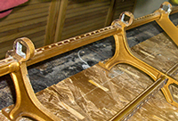 Tim Hendy Pianos workshop, Steinway action frame ready to receive new rail